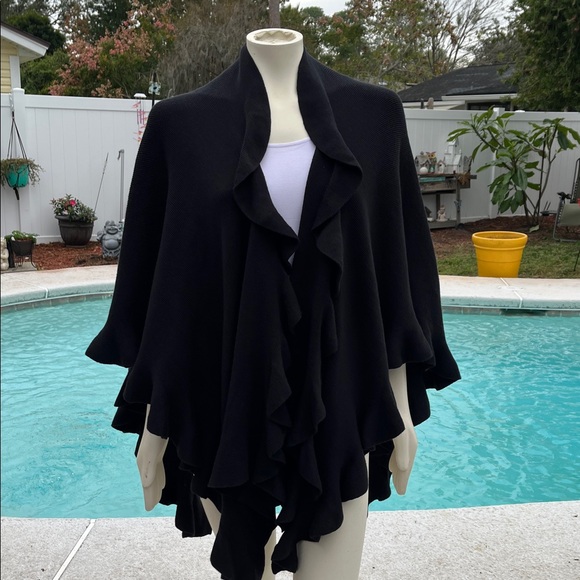 COLDWATER CREEK Black Cardigan Wrap Sweater SZ: ONE SIZE nwot - Picture 1 of 10